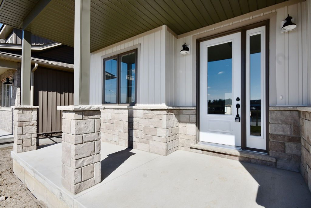 Derwent close up of front door and covered porch.
