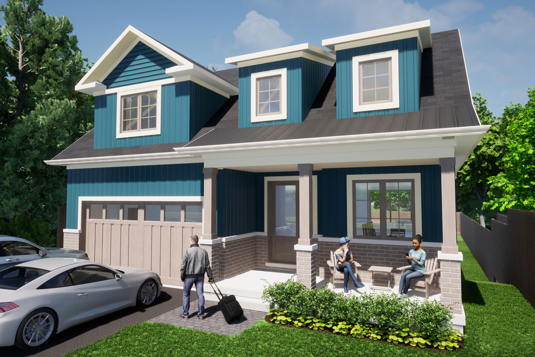 Derwent model rendering of the exterior of the home.