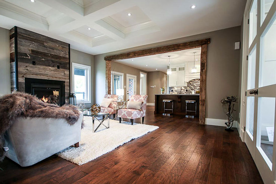 Hampshire Living room with view of kitchen.